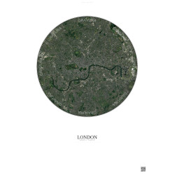 Affiche London – Poster vue satellite 10km Couleur | Gravura – Fond clair