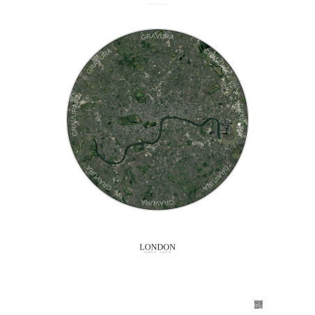Affiche London – Poster vue satellite 10km Couleur | Gravura – Fond clair