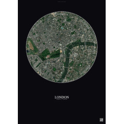Affiche London – Poster vue satellite 2.5km Couleur | Gravura – Fond foncé