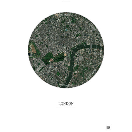 Affiche London – Poster vue satellite 2.5km Couleur | Gravura – Fond clair