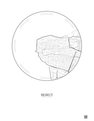 Affiche Beirut – Poster carte de ville 2.5km | Gravura – Fond clair