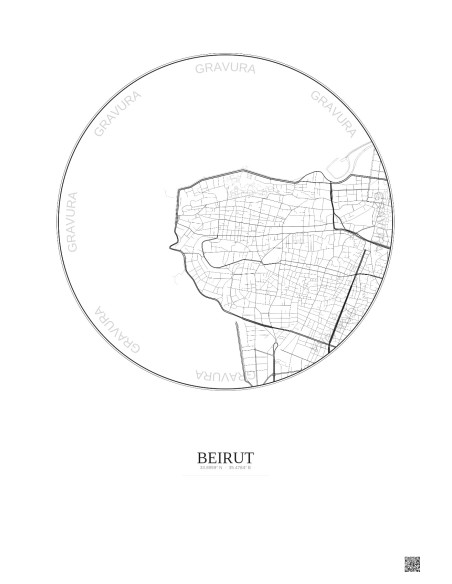 Affiche Beirut – Poster carte de ville 2.5km | Gravura – Fond clair
