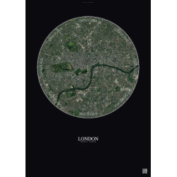 Affiche London – Poster vue satellite 6km Couleur | Gravura – Fond foncé