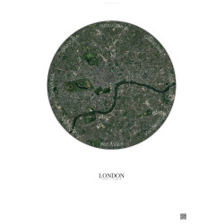 Affiche London – Poster vue satellite 6km Couleur | Gravura – Fond clair