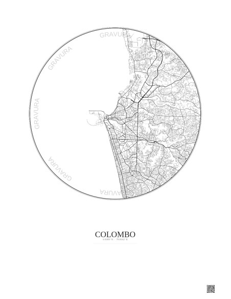Colombo City Map Poster 10km | Gravura – Light background