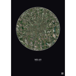 Affiche Milan – Poster vue satellite 10km Couleur | Gravura – Fond foncé
