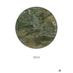 Affiche Tbilisi – Poster vue satellite 6km Couleur | Gravura – Fond clair