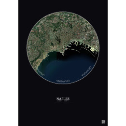 Affiche Naples – Poster vue satellite 5km Couleur | Gravura – Fond foncé