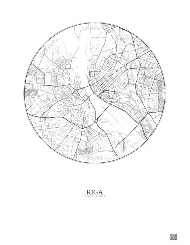 Riga City Map Poster 6km | Gravura – Light background