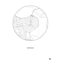 Affiche Havana – Poster carte de ville 2.5km | Gravura – Fond clair
