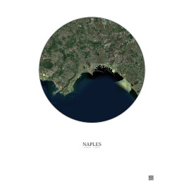 Affiche Naples – Poster vue satellite 10km Couleur | Gravura – Fond clair