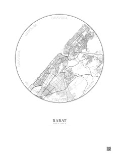 Affiche Rabat – Poster carte de ville 10km | Gravura – Fond clair 2