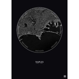Affiche Naples – Poster vue satellite 2.5km N&B | Gravura – Fond foncé