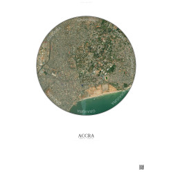 Affiche Accra – Poster vue satellite 2.5km Couleur | Gravura – Fond clair