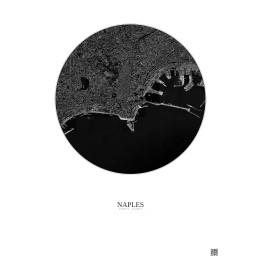 Affiche Naples – Poster vue satellite 2.5km N&B | Gravura – Fond clair