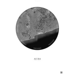 Affiche Accra – Poster vue satellite 6km N&B | Gravura – Fond clair