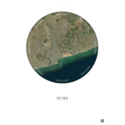 Affiche Accra – Poster vue satellite 6km Couleur | Gravura – Fond clair