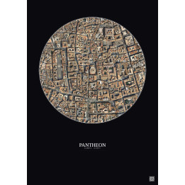 Affiche Pantheon – Poster vue satellite 0.5km Couleur | Gravura – Fond foncé