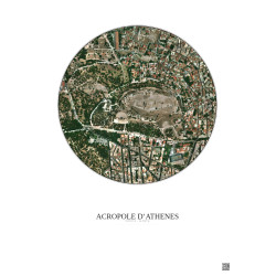 Affiche Acropole Dathenes – Poster vue satellite 0.5km Couleur | Gravura – Fond clair