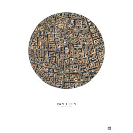 Affiche Pantheon – Poster vue satellite 0.5km Couleur | Gravura – Fond clair