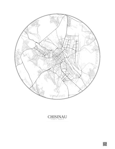 Affiche Chisinau – Poster carte de ville 10km | Gravura – Fond clair