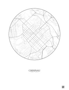 Affiche Chisinau – Poster carte de ville 2.5km | Gravura – Fond clair 2