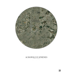 Affiche Acropole Dathenes – Poster vue satellite 5km Couleur | Gravura – Fond clair