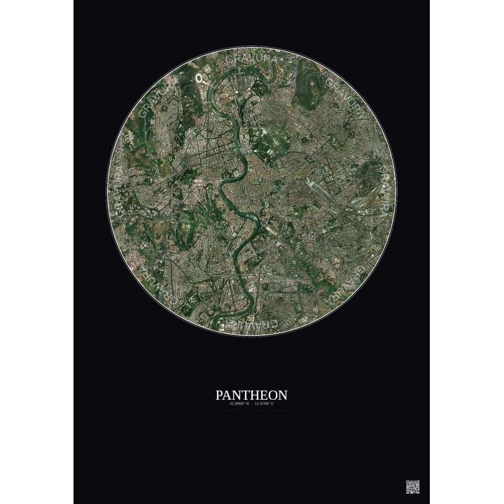 Affiche Pantheon – Poster vue satellite 5km Couleur | Gravura – Fond foncé