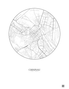 Affiche Chisinau – Poster carte de ville 6km | Gravura – Fond clair 2