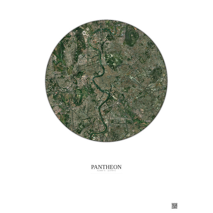 Pantheon Satellite View Poster 5km Color | Gravura – Light background