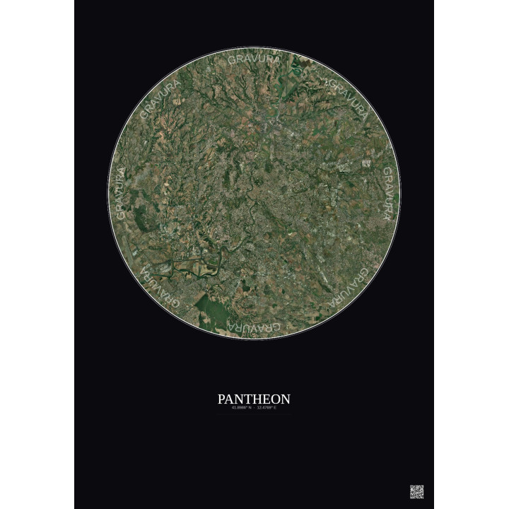 Pantheon Satellite View Poster 20km Color | Gravura – Dark background