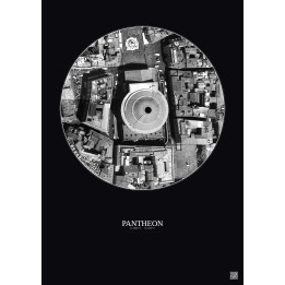 Pantheon Satellite View Poster 0.1km B&W | Gravura – Dark background
