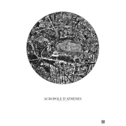 Affiche Acropole Dathenes – Poster vue satellite 0.5km N&B | Gravura – Fond clair