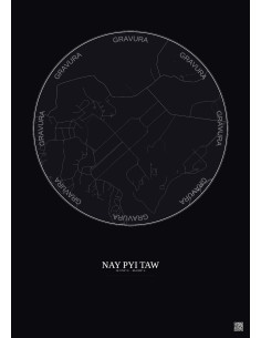 Affiche Nay Pyi Taw – Poster carte de ville 2.5km | Gravura – Fond foncé 2
