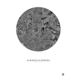 Affiche Acropole Dathenes – Poster vue satellite 5km N&B | Gravura – Fond clair