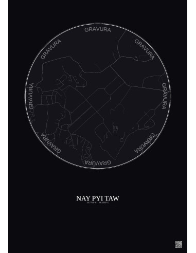 Nay Pyi Taw City Map Poster 2.5km | Gravura – Dark background