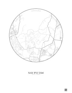 Affiche Nay Pyi Taw – Poster carte de ville 6km | Gravura – Fond clair 2