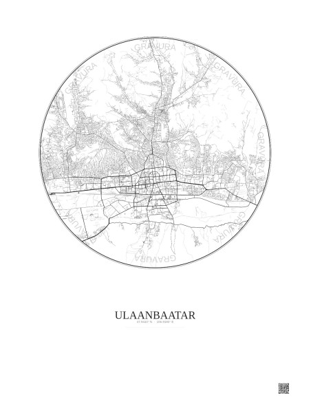 Affiche Ulaanbaatar – Poster carte de ville 10km | Gravura – Fond clair