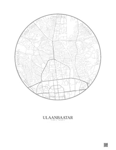 Affiche Ulaanbaatar – Poster carte de ville 2.5km | Gravura – Fond clair