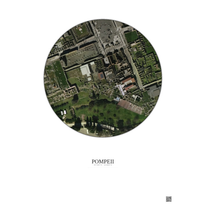 Affiche Pompeii – Poster vue satellite 0.1km Couleur | Gravura – Fond clair
