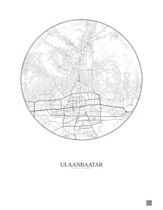 Affiche Ulaanbaatar – Poster carte de ville 6km | Gravura – Fond clair 2