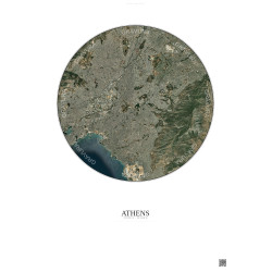Affiche Athens – Poster vue satellite 10km Couleur | Gravura – Fond clair