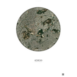 Affiche Athens – Poster vue satellite 2.5km Couleur | Gravura – Fond clair