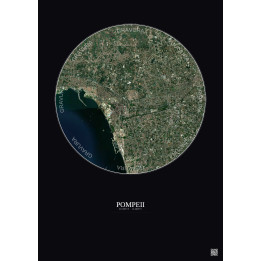 Affiche Pompeii – Poster vue satellite 5km Couleur | Gravura – Fond foncé