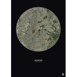 Affiche Athens – Poster vue satellite 6km Couleur | Gravura – Fond foncé