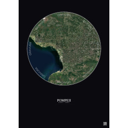 Affiche Pompeii – Poster vue satellite 10km Couleur | Gravura – Fond foncé