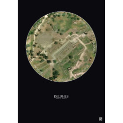 Affiche Delphes – Poster vue satellite 0.1km Couleur | Gravura – Fond foncé
