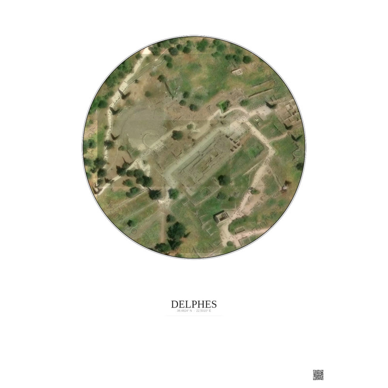 Delphes Satellite View Poster 0.1km Color | Gravura – Light background