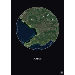 Affiche Pompeii – Poster vue satellite 20km Couleur | Gravura – Fond foncé