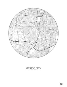 Affiche Mexico City – Poster carte de ville 6km | Gravura – Fond clair 2